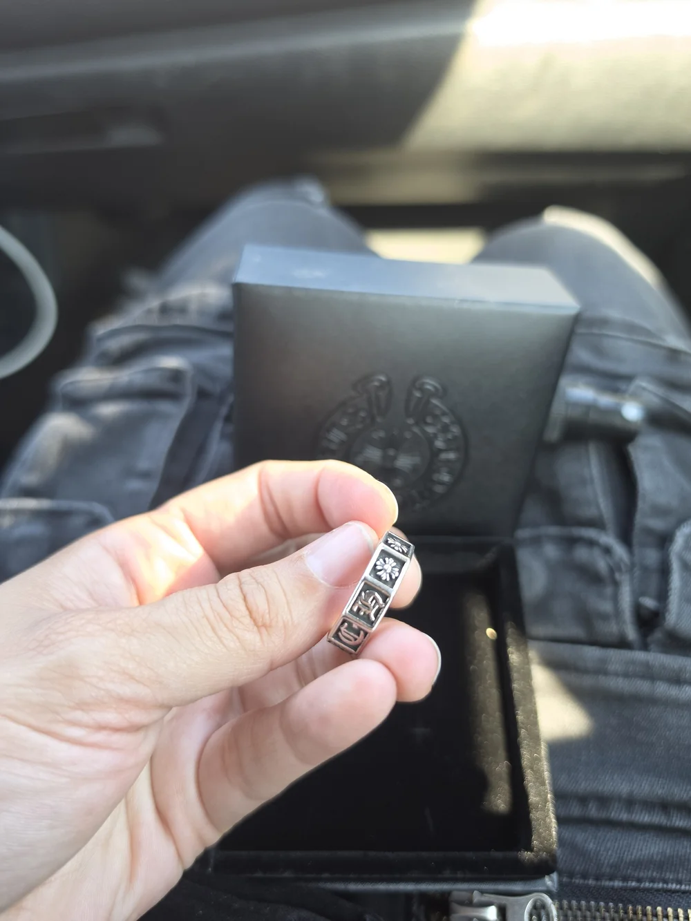 Chrome Hearts Black Sterling Silver Band Ring - Black